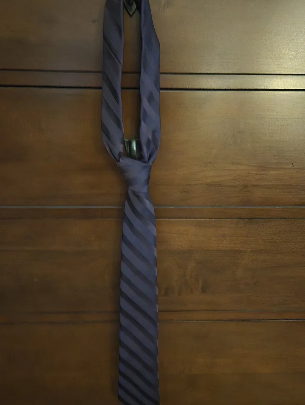 Men's Navy Striped Silk Tie - Classic Formal Accessory